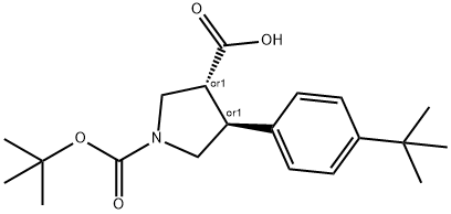 (3S,4R)-1-(tert-butoxycarbonyl)-4-(4-tert-butylphenyl)pyrrolidine-3-carboxylic acid Struktur