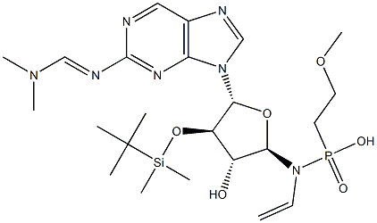 2'-dimethyl-tert-butylsilyl-N(2)-(N,N-dimethylamino)methylene-guanosine 3',5'-cyclic diethylphosphoramidate Struktur