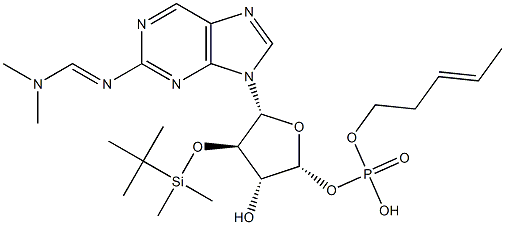 n-butyl 2'-dimethyl-tert-butylsilyl-N(2)-(N,N-dimethylamino)methylene-guanosine 3,',5'-cyclic phosphate Struktur