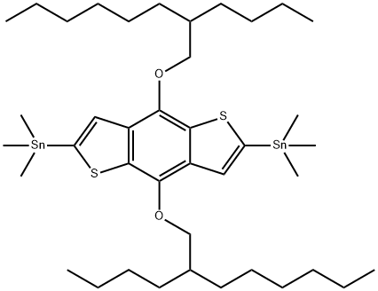 (4,8-Bis((2-butyloctyl)oxy)benzo[1,2-b:4,5-b']dithiophene-2,6-diyl)bis(triMethylstannane) Struktur