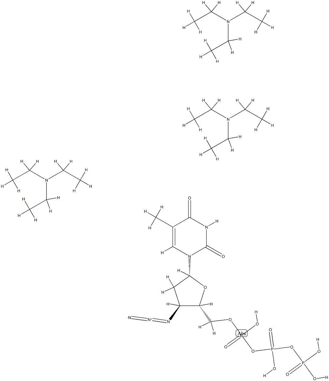 3'-Azido-3'-deoxythymidine 5'-(tetrahydrogen triphosphate) compd. with N,N-diethylethanamine (1:3) Struktur