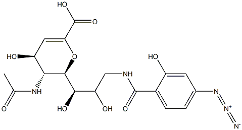 5-N-acetyl-9-(4-azidosalicoylamido)-2-deoxy-2,3-didehydroneuraminic acid Struktur