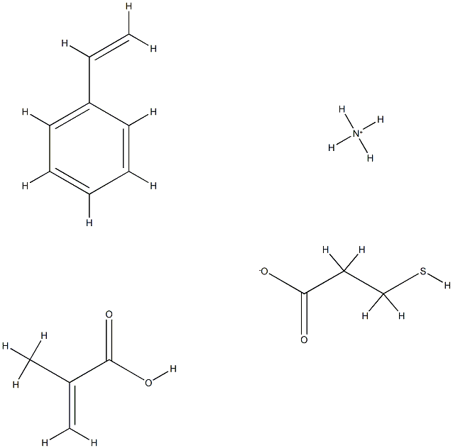 2-Propenoic acid, 2-methyl-, telomer with ethenylbenzene and 3-mercaptopropanoic acid, ammonium salt Struktur