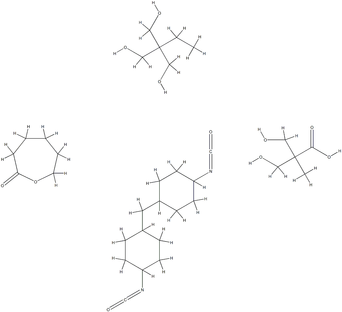 Propanoic acid, 3-hydroxy-2-(hydroxymethyl)-2-methyl-, polymer with 2-ethyl-2-(hydroxymethyl)-1,3-propanediol, 1,1'-methylenebis[4-isocyanatocyclohexane] and 2-oxepanone Struktur