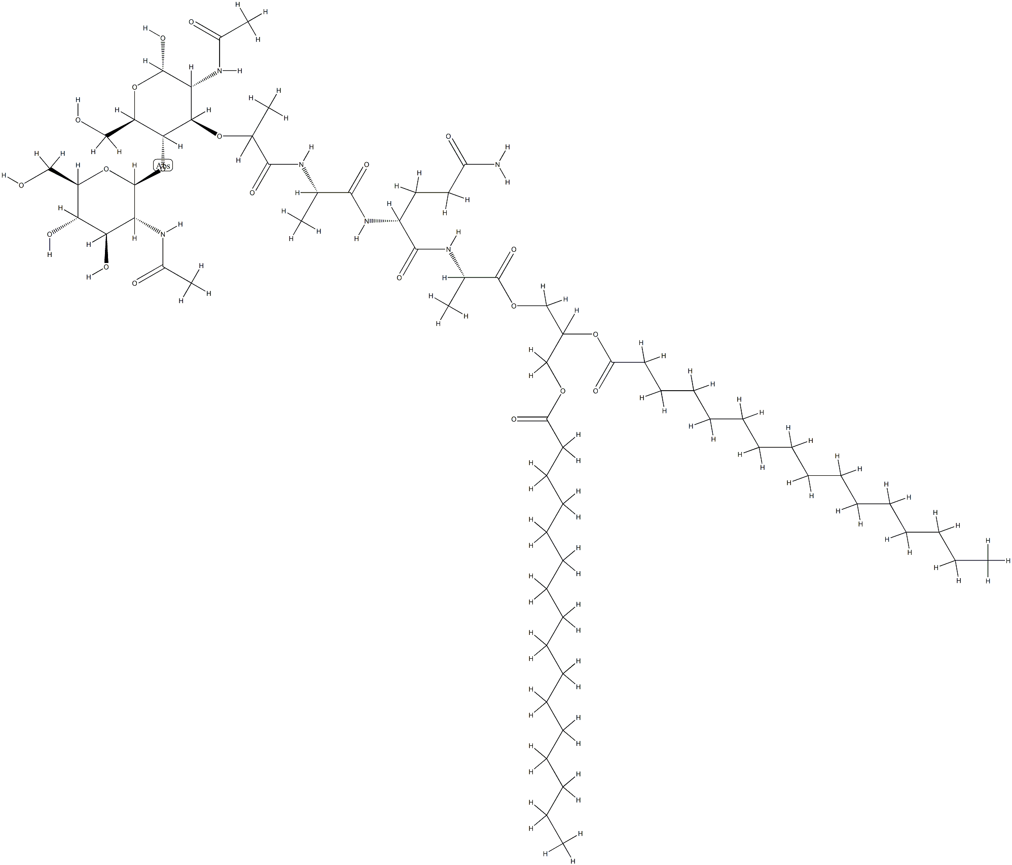 N-acetylglucosamine-N-acetylmuramyl-alanyl-isoglutaminyl-alanyl-glycerol dipalmitoyl Struktur