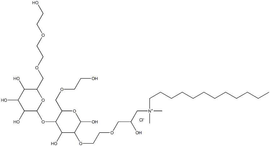 Cellulose, 3-(dodecyldimethylammonio)-2-hydroxypropyl 2-hydroxyethyl ether, chloride Struktur