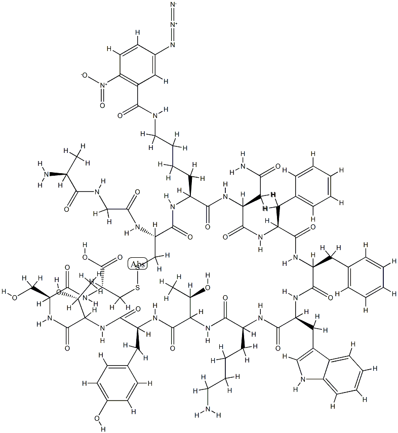 somatostatin, azidonitrobenzoyl-Lys(4)-iodo-Tyr(11)- Struktur