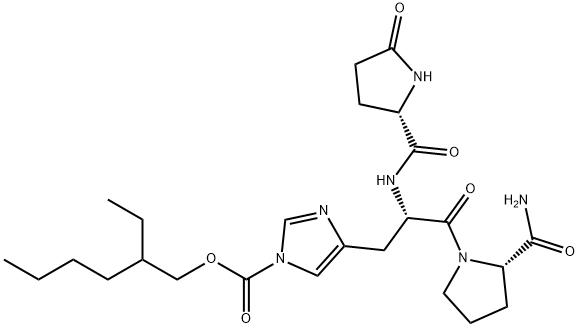 5-Oxo-L-Pro-1-[(2-ethylhexyloxy)carbonyl]-L-His-L-Pro-NH2 Struktur