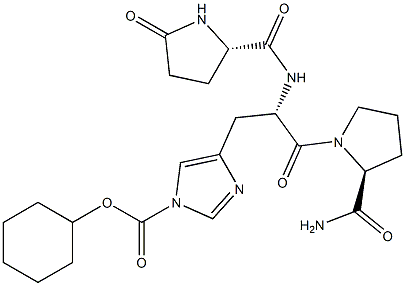 5-Oxo-L-Pro-1-[(cyclohexyloxy)carbonyl]-L-His-L-Pro-NH2 Struktur