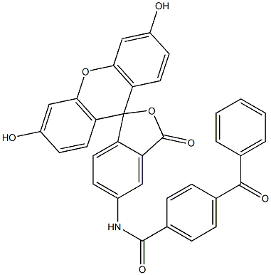 4-benzoyl(benzoyl)-1-amidofluorescein Struktur