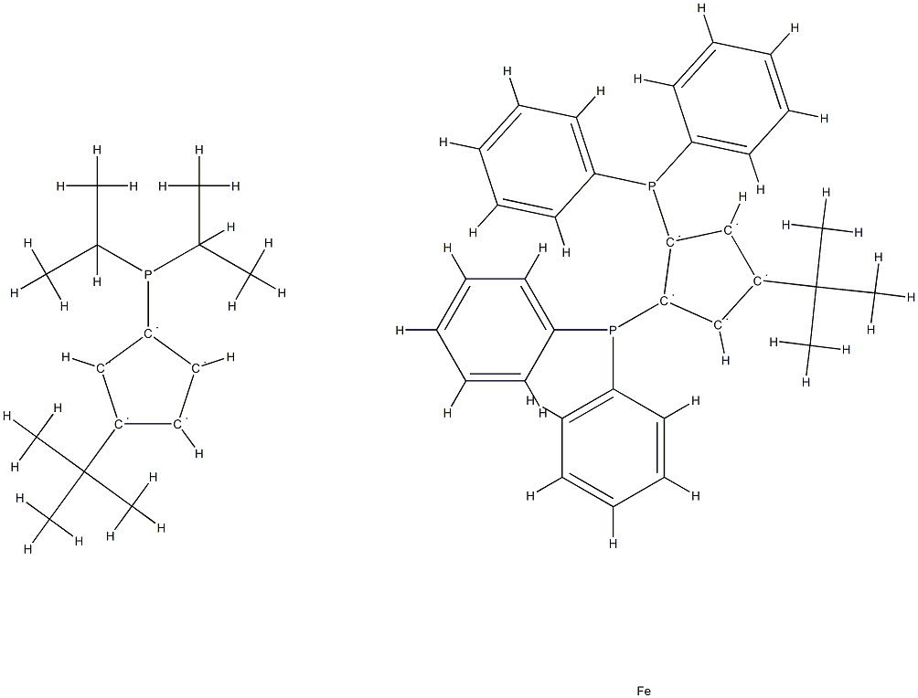 1',4-Bis(t-butyl)-1,2-bis(diphenylphosphino)-3'-(di-i-propylphosphino)ferrocene, 98% HiersoPHOS-1 Struktur