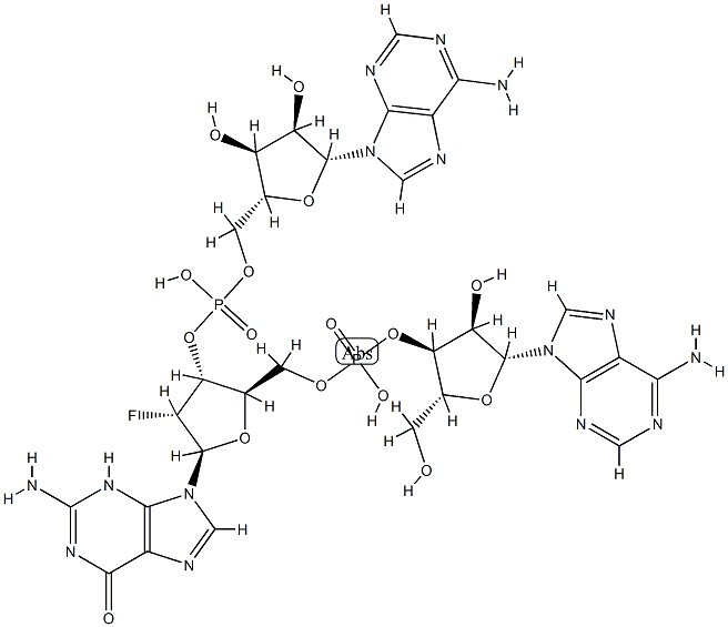 adenyl-(3',5')-2'-deoxyfluoroguanylyl-(3',5')-adenosine Struktur