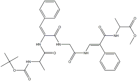 tert-butyloxycarbonyl-alanyl-dehydrophenylalanyl-glycyl-dehydrophenylalanyl-alanyl-methoxy Struktur