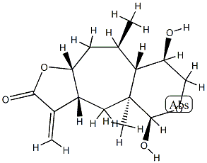 (3aR)-3aα,4,4a,5,7,8,8aα,9,10,10aα-Decahydro-5α,8α-dihydroxy-4aβ,9α-dimethyl-3-methylenefuro[2',3':5,6]cyclohepta[1,2-c]pyran-2(3H)-one Struktur