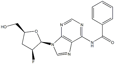 N-[9-(2-Fluoro-2,3-dideoxy-β-D-threo-pentofuranosyl)-9H-purine-6-yl]benzamide Struktur