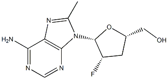 9-(2-Fluoro-2,3-dideoxy-β-D-threo-pentofuranosyl)-8-methyl-9H-purine-6-amine Struktur