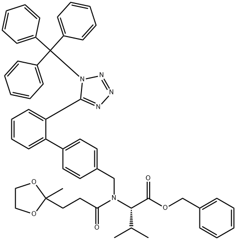 N-[(2’-Trityltetrazol[1,1'-biphenyl]-4-yl)methyl]-N-[3-(2-methyl-1,3-dioxolan-2-yl)-1-oxopropyl]-L-valine Benzyl Ester Struktur