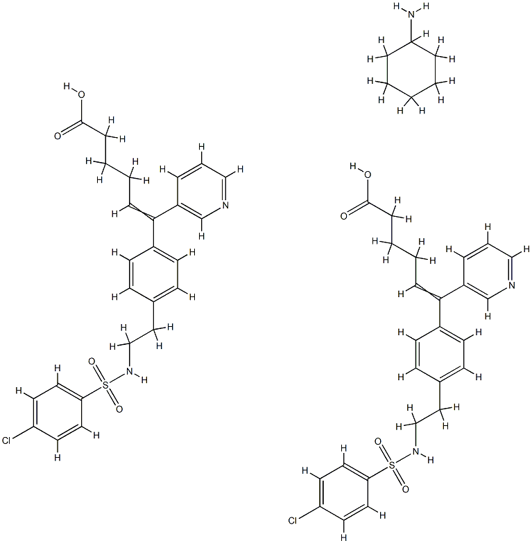 5-Hexenoic acid, 6-(4-(2-(((4-chlorophenyl)sulfonyl)amino)ethyl)phenyl )-6-(3-pyridinyl)-, compd. with cyclohexanamine (2:1) Struktur