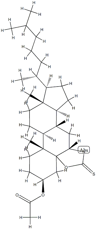 3-acetoxy-5-cholestano(6,5-d')-1',3'-oxathiolane-2'-thione Struktur