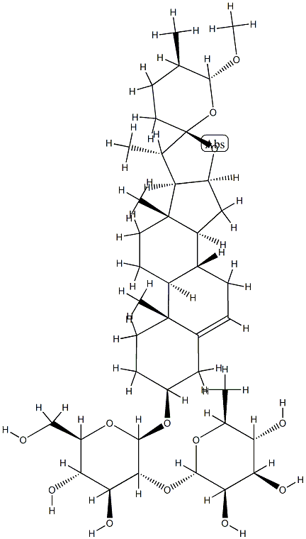 26-methoxyspirost-5-en-3-ol-3-O-rhamnopyranosyl-(1-2)-glucopyranoside Struktur