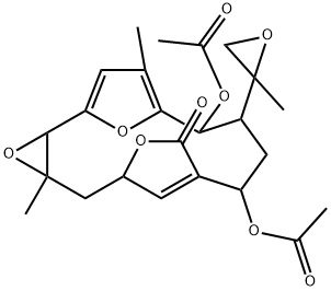 (2R,4R,6R,10S,12R,13R)-10,13-Bis(acetyloxy)-4,15-dimethyl-12-(2-methyloxiran-2-yl)-3,7,17-trioxatetracyclo[12.2.1.16,9.02,4]octadeca-9(18),14,16(1)-trien-8-one Struktur