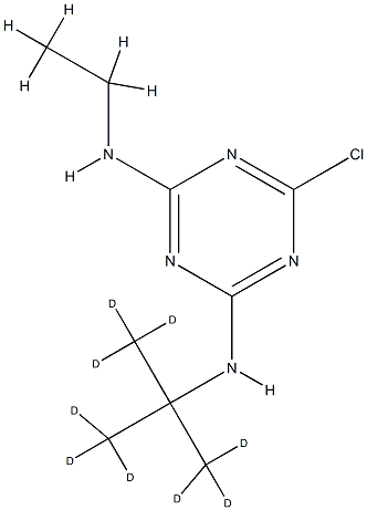 6-chloro-4-N-ethyl-2-N-[1,1,1,3,3,3-hexadeuterio-2-(trideuteriomethyl)propan-2-yl]-1,3,5-triazine-2,4-diamine Struktur