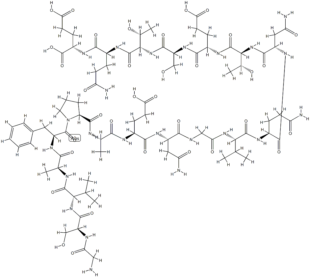 H-GLY-SER-VAL-ALA-PHE-PRO-ALA-GLU-ASN-GLY-VAL-GLN-ASN-THR-GLU-SER-THR-GLN-GLU-OH Struktur