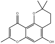 3,4-Dihydro-5-hydroxy-2,2,8-trimethyl-2H,10H-benzo[1,2-b:3,4-b']dipyran-10-one Struktur