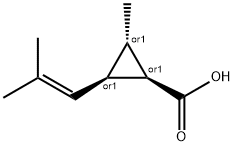 Cyclopropanecarboxylic acid, 2-methyl-3-(2-methyl-1-propenyl)-, (1R,2S,3R)-rel- (9CI) Struktur