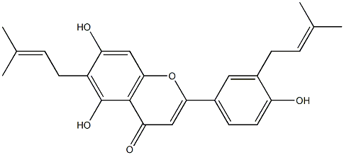 4',5,7-Trihydroxy-3',6-diprenylflavone Struktur