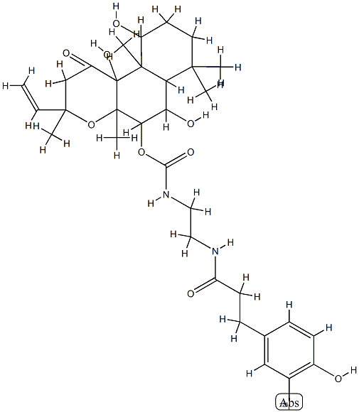 2-(3-(4-hydroxy-3-iodophenyl)propionamido)-N-ethyl-7-(aminocarbonyl)-7-desacetylforskolin Struktur