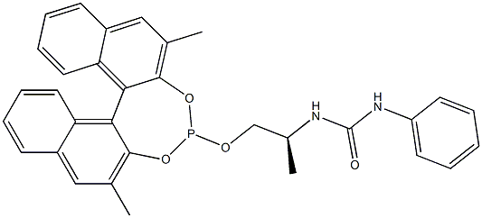 1-((2S)-1-[(11bS)-2,6-Dimethyldinaphtho[2,1-d:1',2'-f][1,3,2]dioxaphosphepin-4-yloxy]propan-2-yl}-3-phenylurea Struktur