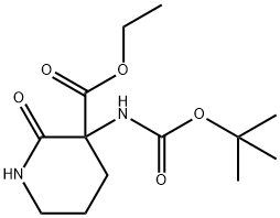 rac 3-Bocamino-2-oxo-piperidine-3-carboxylic acid ethyl ester Struktur