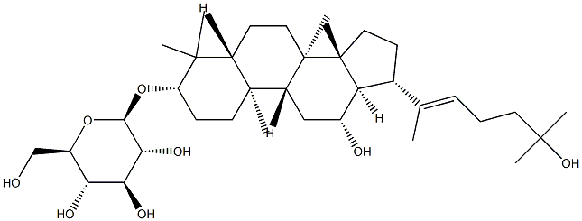 23-O-β-D-glucopyranosyl-3β,12β,25-trihydroxyl daMMar-(E)-20(22)-ene Struktur