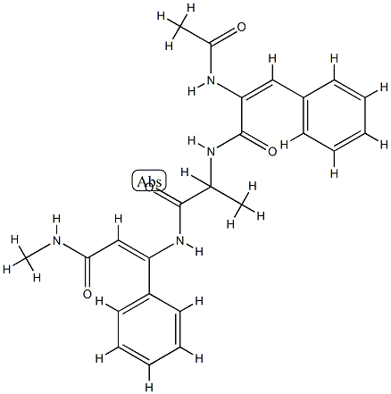 acetyl dehydrophenylalanyl-alanyl-N-methyldehydrophenylalaninamide Struktur