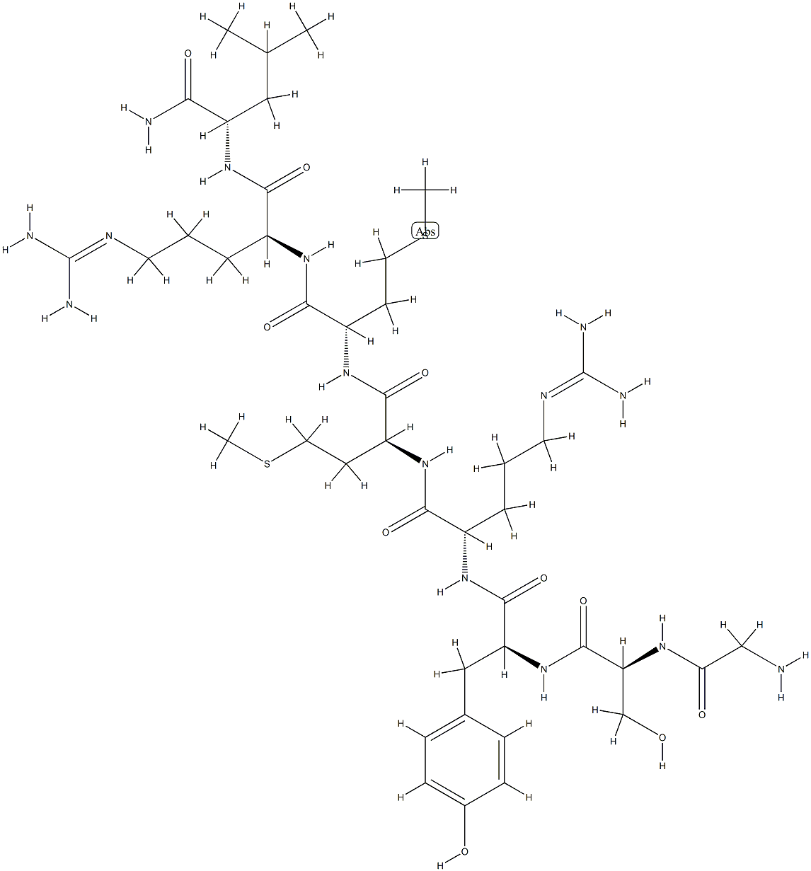 Gly-L-Ser-L-Tyr-L-Arg-L-Met-L-Met-L-Arg-L-Leu-NH2 Struktur