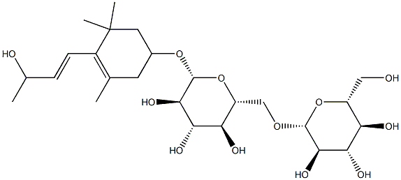 3-hydroxy-beta-ionol-glucopyranosyl(1-6)glucopyranoside Struktur