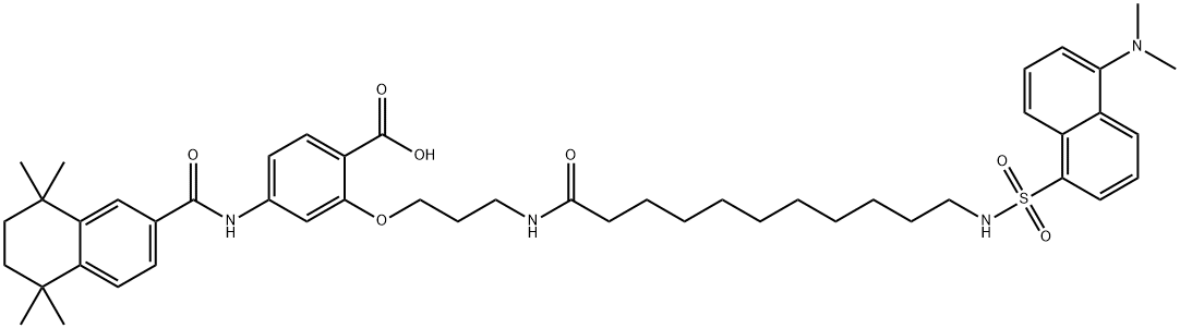 2-(aminopropyl-1-oxyl)-4-((5,6,7,8-tetrahydro-5,5,8,8-tetramethyl-2-naphthalenyl)carboxamido)benzoic acid Struktur