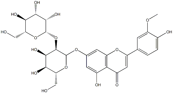 Chrysoeriol-7-O-(2'-O-mannopyranosyl)allopyranoside Struktur