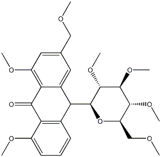 1,8-Dimethoxy-3-(methoxymethyl)-10-(2-O,3-O,4-O,6-O-tetramethyl-β-D-glucopyranosyl)anthrone Struktur