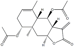 (3aR)-4α,8β-Bis(acetyloxy)-3aα,4,4aα,7,8,8a,9,9aβ-octahydro-5,8aβ-dimethyl-3-methylenenaphtho[2,3-b]furan-2(3H)-one Struktur