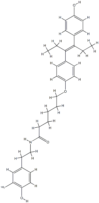 N-(4'-hydroxy-3'-iodophenethyl)-6-(4-O-diethylstilbestryl)hexanamide Struktur