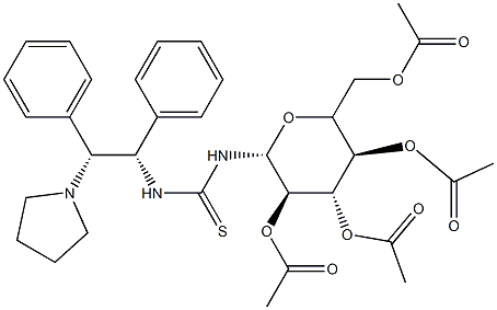 N-[(1S,2S)-1,2-diphenyl-2-(1-pyrrolidinyl)ethyl]-N'-(2,3,4,6-tetra-O-acetyl-β-D-glucopyranosyl)-Thiourea Struktur