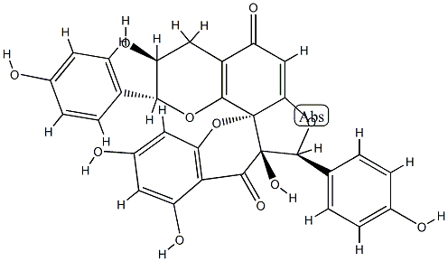 1H,5H,12H-Furo[3,4-b:2,3-h']bis[1]benzopyran-1,5-dione,4,4a,13,14-tetrahydro-4a,6,8,13-tetrahydroxy-4,12-bis(4-hydroxyphenyl)-,(4S,4aR,10aS,12R,13S)- (9CI) Struktur