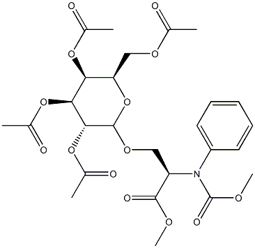 N-[[(Benzyl)oxy]carbonyl]-3-[(2-O,3-O,4-O,6-O-tetraacetyl-β-D-galactopyranosyl)oxy]-L-alanine methyl ester Struktur