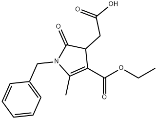 2-[1-benzyl-4-(ethoxycarbonyl)-5-methyl-2-oxo-2,3-dihydro-1H-pyrrol-3-yl]acetic acid Struktur