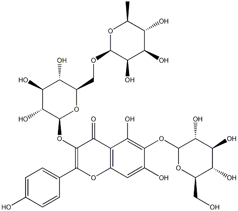 6-ヒドロキシケンフェロール 3-ルチノシド-6-グルコシド 化學構(gòu)造式