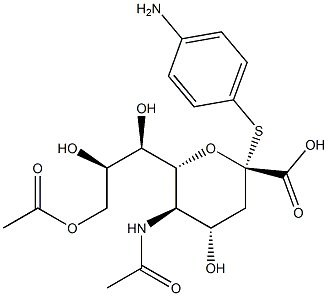 N-acetyl-9-O-acetylneuraminic acid 4-aminophenylthioketoside Struktur