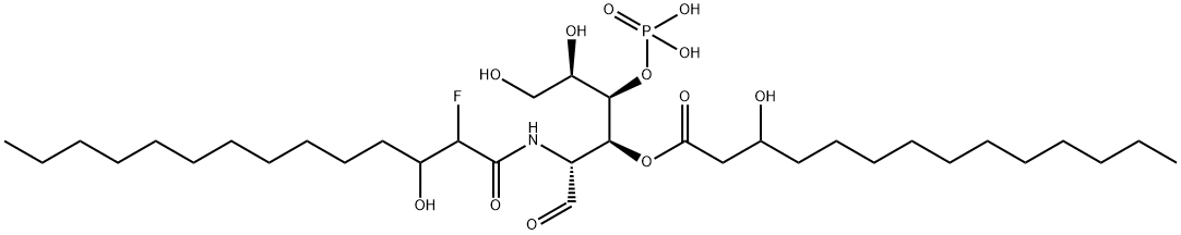 2-deoxy-2-(2-fluoro-3-hydroxytetradecanamido)-3-O-(3-hydroxytetradecanoyl)-4-O-phosphonoglucopyranose Struktur