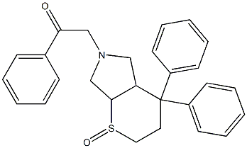 2-(2-oxo-5,5-diphenyl-2$l^{4}-thia-8-azabicyclo[4.3.0]non-8-yl)-1-phen yl-ethanone Struktur